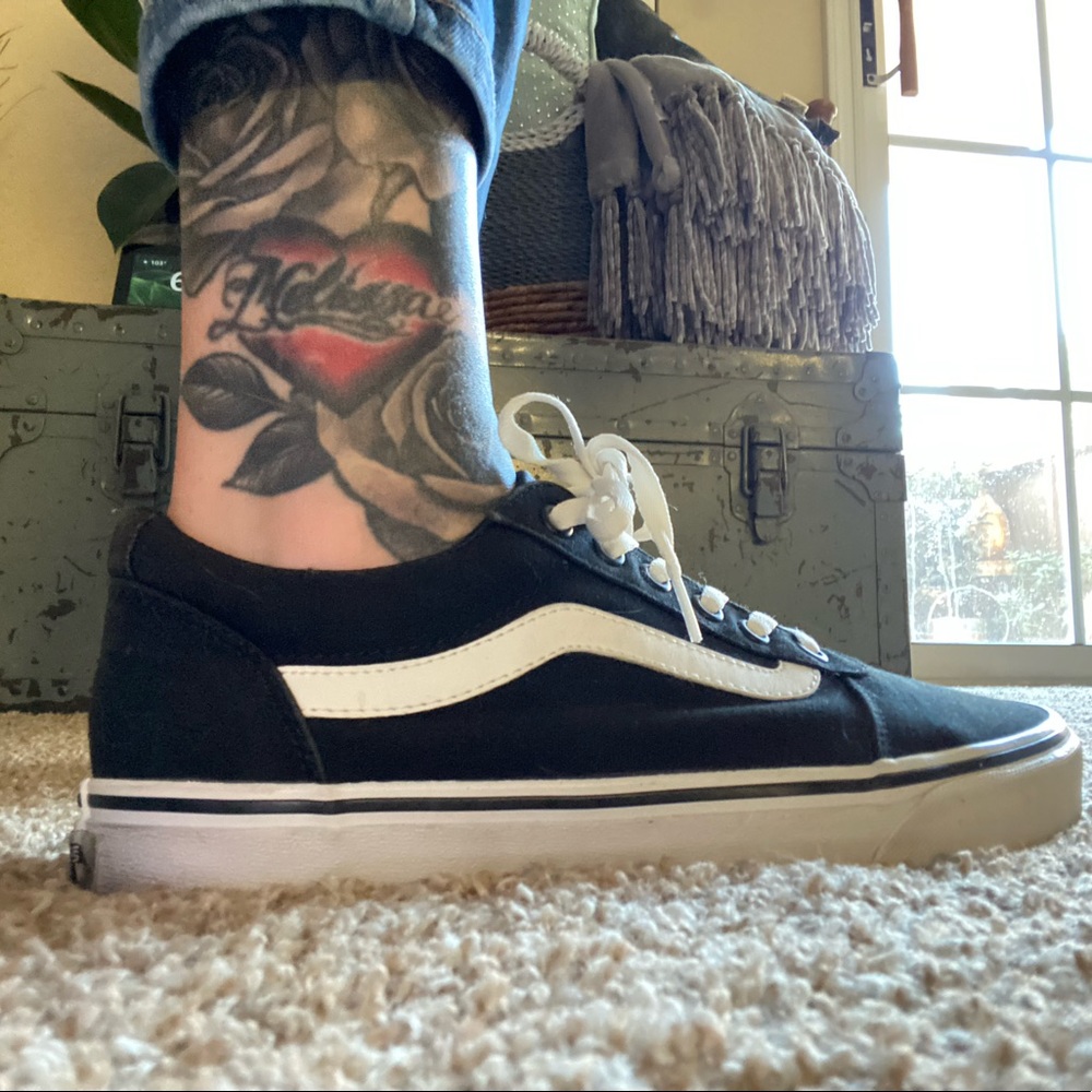 Black with white, vans